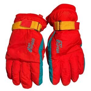 Ski Espree Vintage Men’s Red Teal Snow/Ski Gloves Size Large